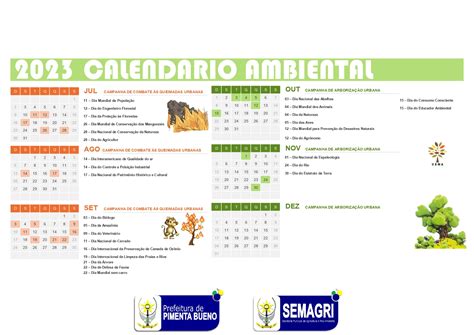 Cema Divulga Calendário Ambiental 2023 Sema