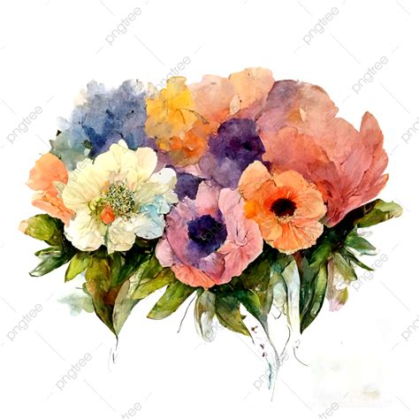 Colorful Watercolor Hand Painted Flowers Watercolor Hand Painted