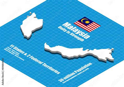 Malaysia Map Vector Three Dimensional Stock Vector Adobe Stock