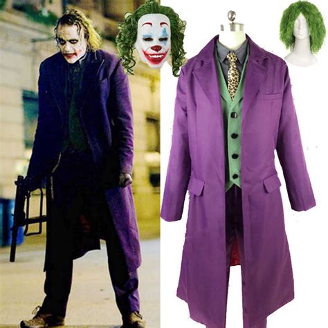 Men Joker Costume Adult The Dark Knight Heath Ledger Halloween Fancy
