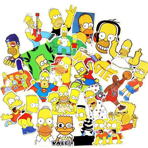 25 Pcs Simpson Cartoon Waterproof Stickers For Laptop Car Styling Phone