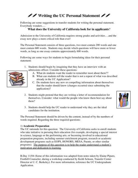 Writing The Uc Personal Statement Foothill College