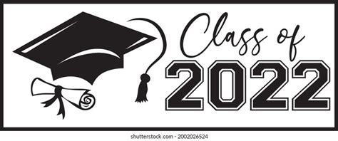 Class 2022 Banner Diploma Graduation Cap Stock Vector Royalty Free