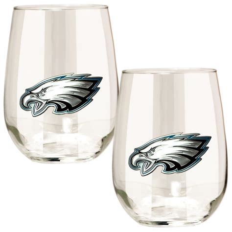 Philadelphia Eagles 15oz Stemless Wine Glass Set
