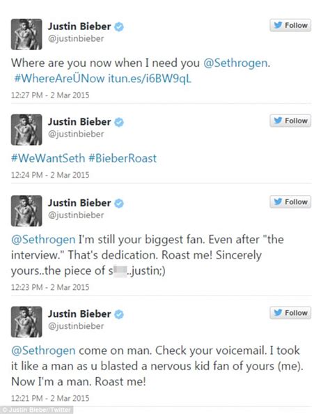 Justin Bieber Pleads With Seth Rogen To Roast Him At His Upcoming