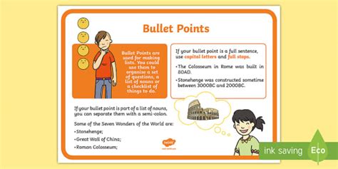👉 Bullet Points Punctuation A4 Display Poster Bullet Points