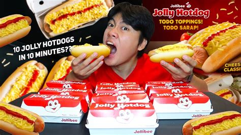 Jollibee 10 Cheesy Jolly Hotdog Challenge Youtube
