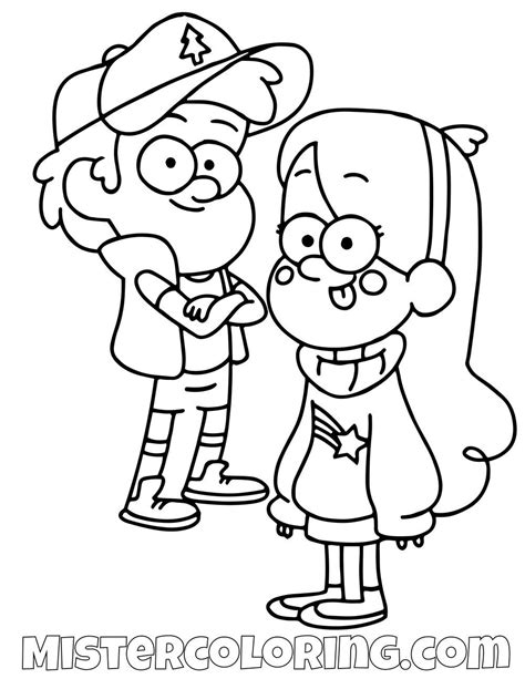 Gravity Falls Dipper And Mabel Coloring Page Clowncoloringpages