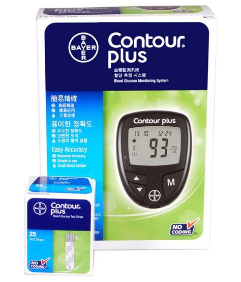 The smartlight™ feature on the contour®plus one meter gives you instant feedback on your blood glucose results. Bayer Contour Plus Meter With 25 Test Strips Free: Buy ...