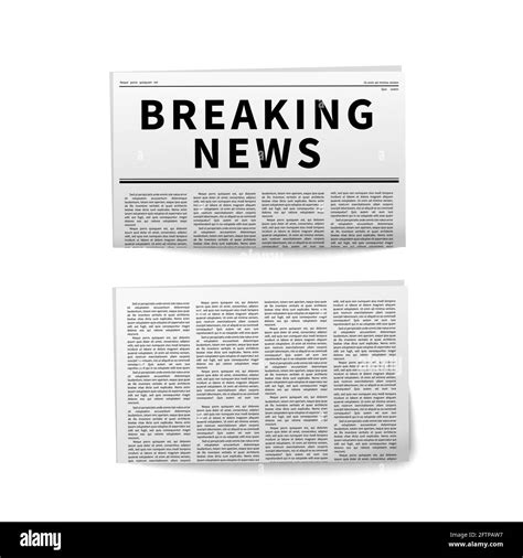 Breaking News Folded Newspaper Realistic Icons Isolated On White Stock