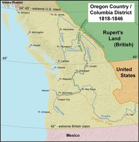The Oregon Country As Claimed By The United States The Columbia