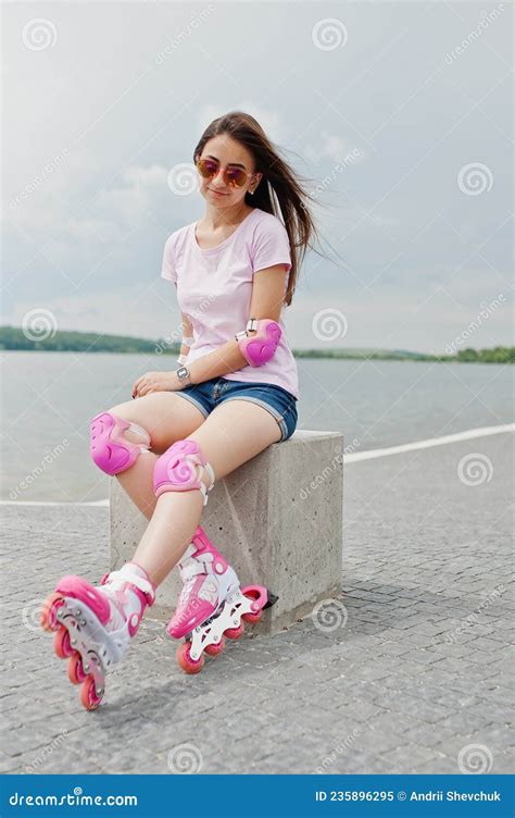 Young Woman On Rollerblades Stock Image Image Of Roller Skating