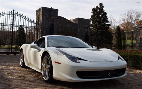 White Ferrari 458 Italia In The Garden Wallpaper Car Wallpapers 50832