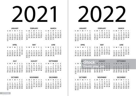 Ilustración De Calendario 2021 2022 Ilustración Vectorial La Semana Comienza El Domingo Y Más