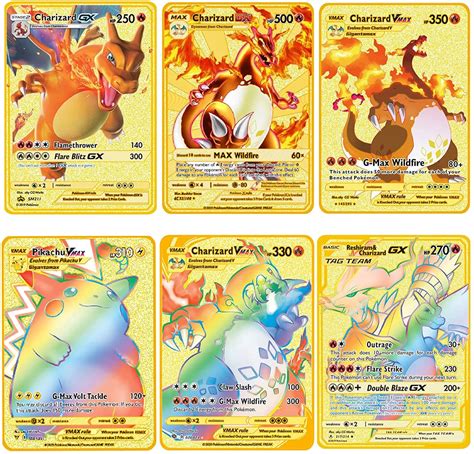 buy weerhxaon charizard figure vmax dx gx metal gold plated card 6 pieces online at