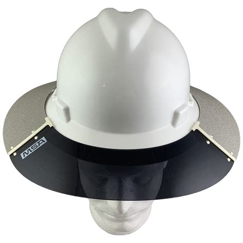 Msa Full Brim V Guard Hard Hat With Sun Shield White
