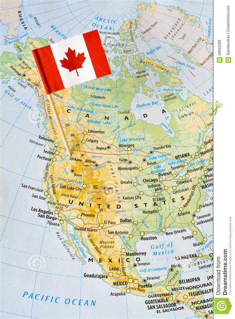 Canada Flag Pin On Map Stock Photo Image 58660289