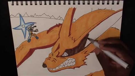 So i was bored and thinking of. Drawing naruto vs kurama - YouTube