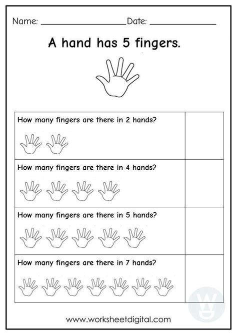 How Many Fingers Worksheet Digital