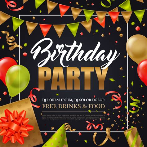 Birthday Party Poster 481847 Vector Art At Vecteezy