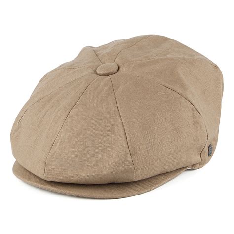 Sixpence Flat Cap Jaxon Hats Linen Newsboy Cap Camel