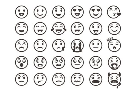Emoticons Outline Emoji Faces Emoticon Funny Smile Vector Line Icons