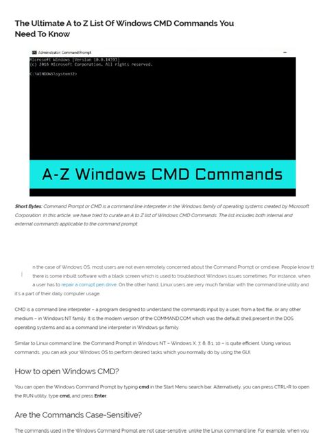 A To Z List Of Windows Cmd Commands Command Line Referencepdf