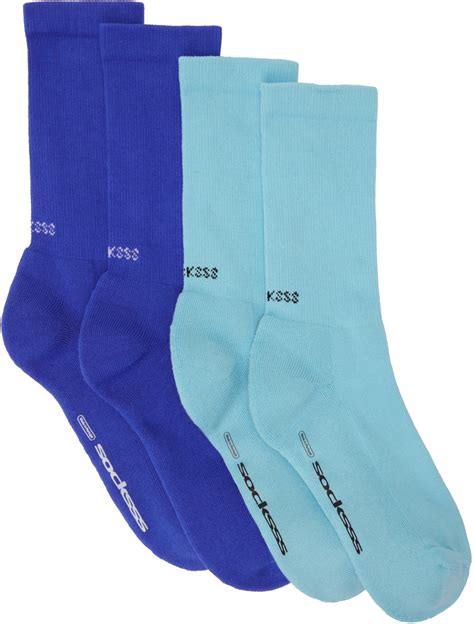 Two Pack Blue Socks By Socksss On Sale