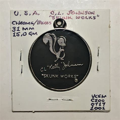 CL "Kelly" Johnson*Skunk Works Keychain*Lockheed*1974*Chrome*31mm