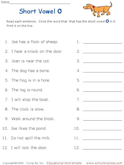 Which of these pictures shows a word that has o in the middle? Short Vowel O: Circle the Word In the Sentence Worksheet ...