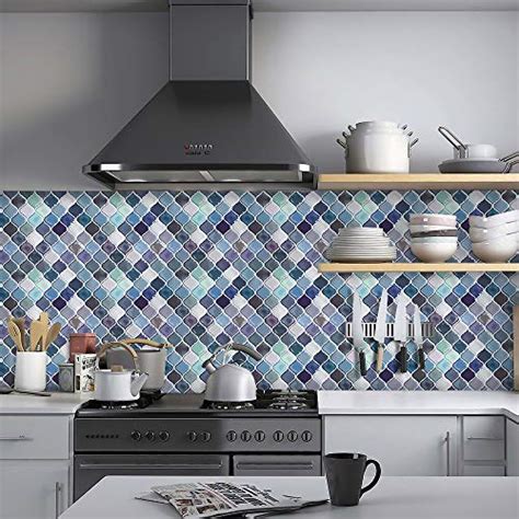 Teal Arabesque Peel And Stick Tile For Kitchen Backsplash Decorative Backsplash Peel And Stick