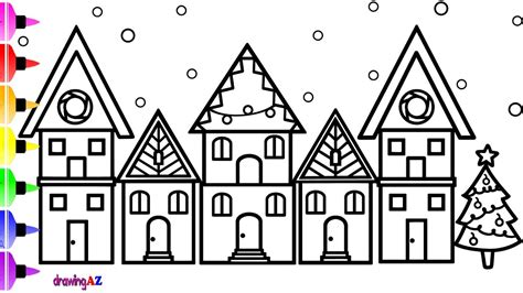 3200x2310 how to draw with two point perspective making. How to Draw House for Christmas and Cute House Coloring ...