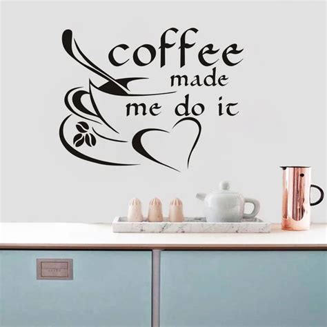 Coffee Cup And Coffee Quote Wall Sticker For Living Room Kitchen Wall