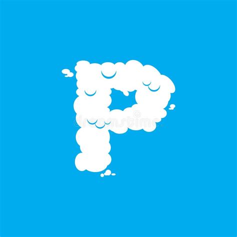 Letter P Cloud Font Symbol White Alphabet Sign On Blue Sky Stock