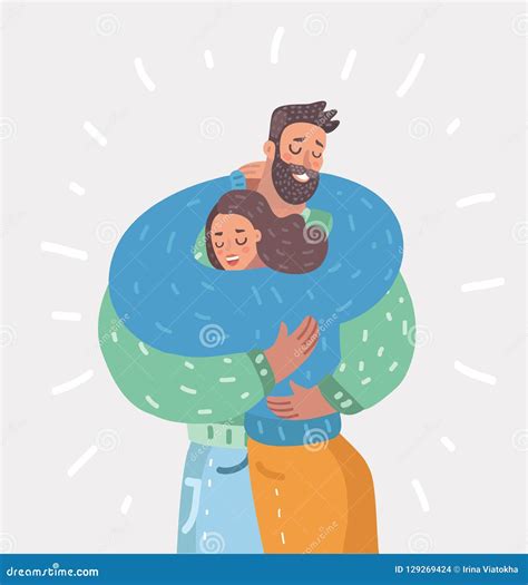 Couple Is Hugging Each Other On White Background Stock Vector