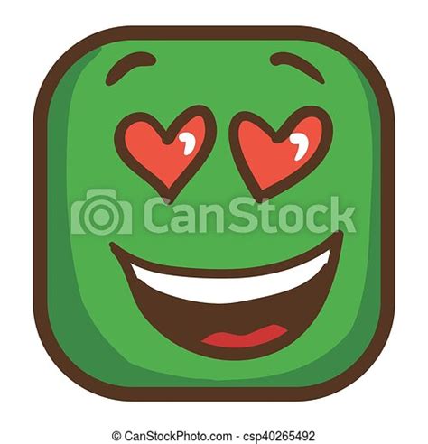 Colorful Emoticon Square Emoji Flat Vector Illustration Canstock