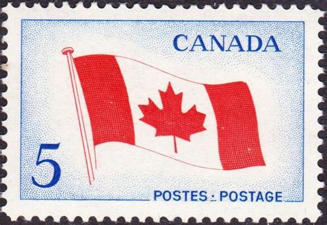 Philacanada Le Drapeau National 5 Cents 1965 Timbre Du Canada