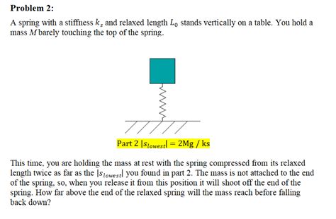 Solved Problem 2 A Spring With A Stiffness K And Relaxed