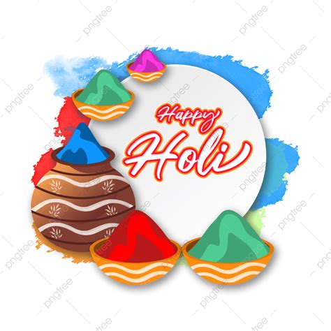 Holi Gulal White Transparent Decorative Happy Holi Indian Festival Of