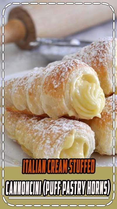 Italian cream stuffed cannoncini puff pastry horns. Italian Cream Stuffed Cannoncini (Puff Pastry Horns ...