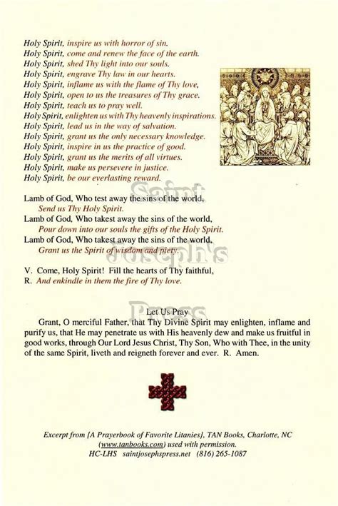 Holy Spirit Litany Card Saint Josephs Press