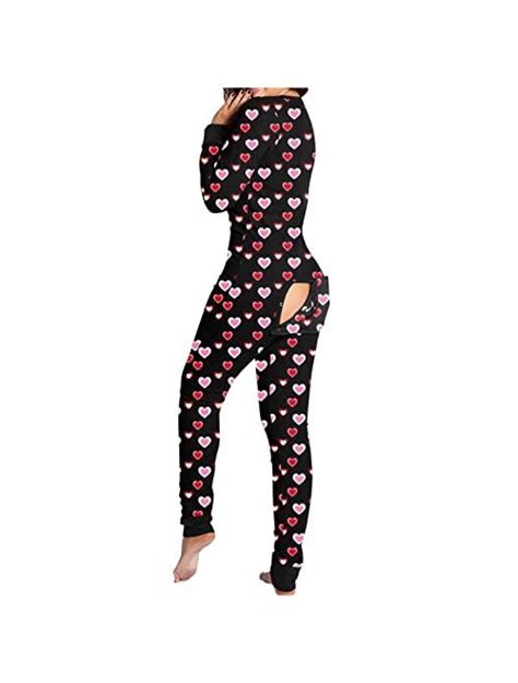 Buy Siilsaa Onesie Pajamas For Women Sexy With Butt Flap Back Functional Heart Long Sleeve