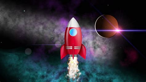 Rocket launch cartoon animation in flat style, hd mp4 with green screen chroma key. Animation 4K Retro Cartoon Rocket Launch Into Space ...