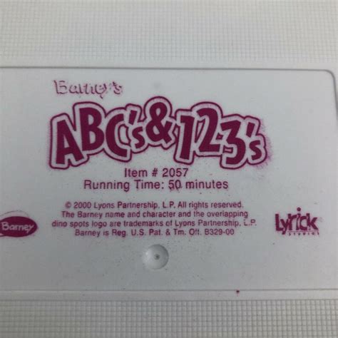 Vhs Barney Barneys Abcs And 123s Vhs 2000 Etsy