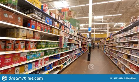 Coffee And Snack Aisle In Walmart With A Person In View Editorial Stock