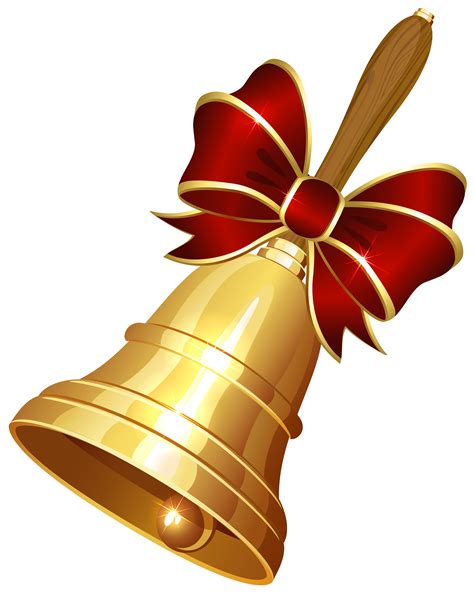 Golden Christmas Bell With Bow Png Image Purepng Free Transparent