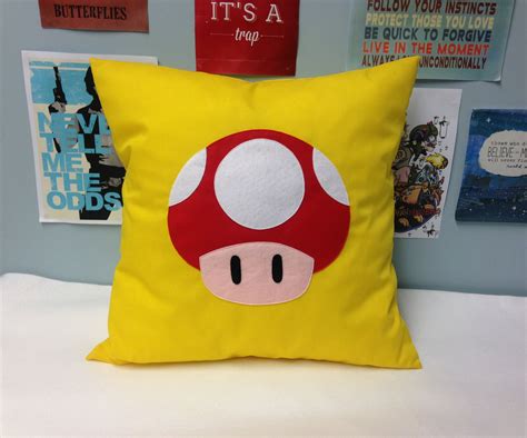 Yellow Super Mario Bros Toad Retro Cushion Pillow Cover Felt Nintendo