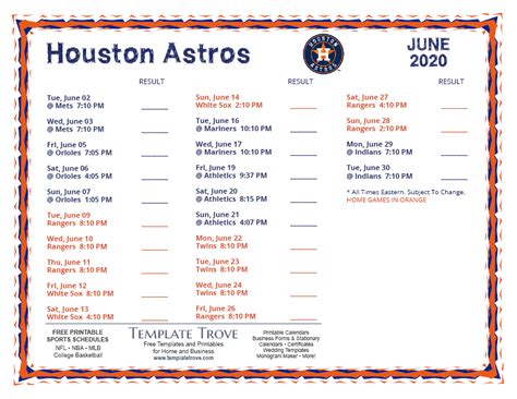 The astros are one of the best teams in baseball and every season there is huge demand for astros tickets from the hometown fans who show up to fill minute maid park. Printable 2020 Houston Astros Schedule