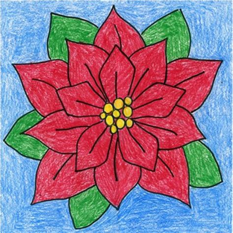 Easy How To Draw A Poinsettia Tutorial And Poinsettia Coloring Page