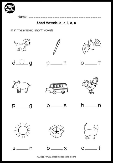 Short Vowels Middle Sounds Worksheets And Activities Middle Sounds